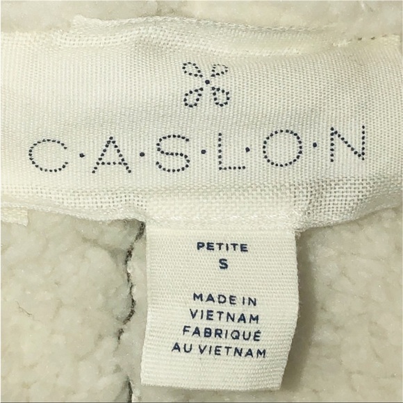 Caslon Reversible Faux Shearling & Vegan Suede Drape Lapel Pocket Patch Vest SzS - Picture 13 of 16